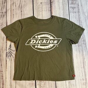 Dickies Army Green Baby Doll Tee with Iconic Logo, Juniors sz Med